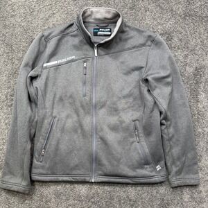 Bauer Team Mens M Gray Full Zip Softshell Jacket Fleece Lined 37.5 Tech Hockey